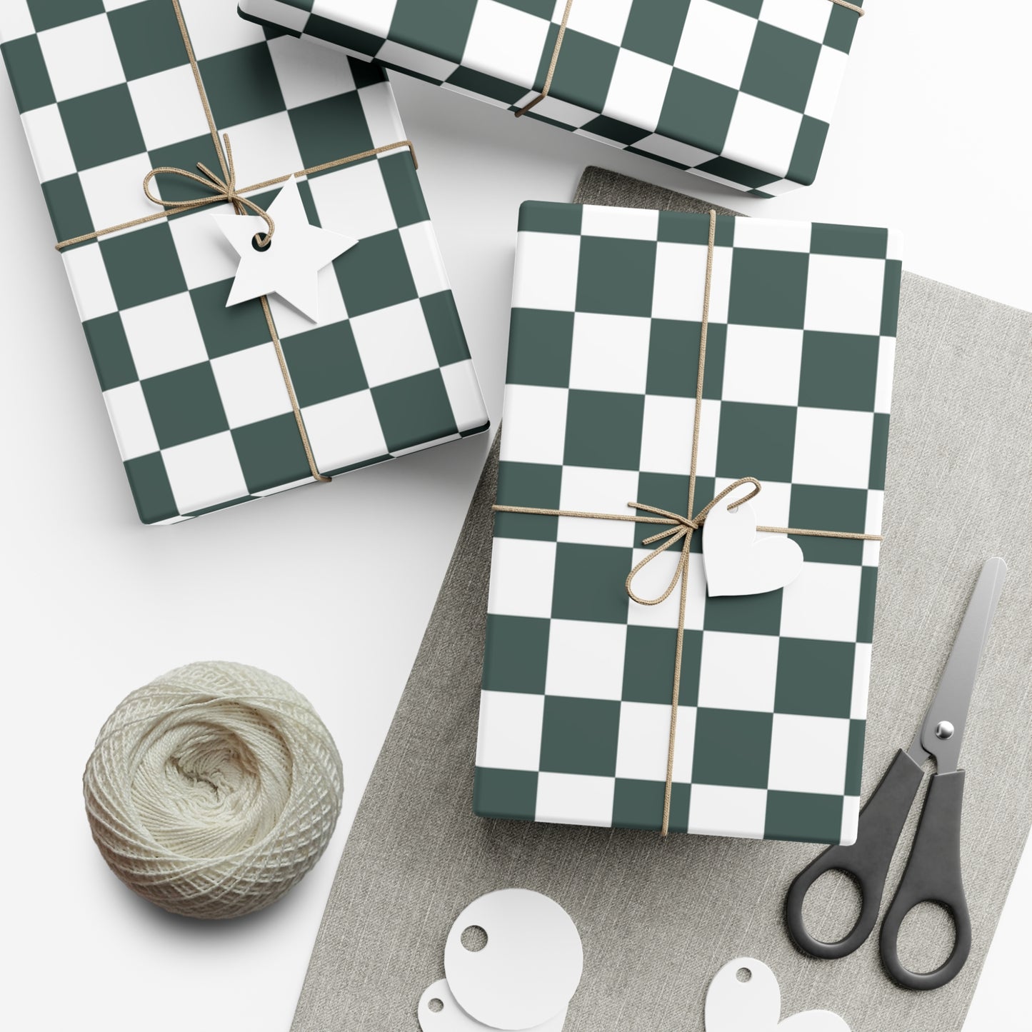 Deep Sea Green Checkered Gift Wrapping Paper - For Christmas, Holidays, Birthdays, and more!