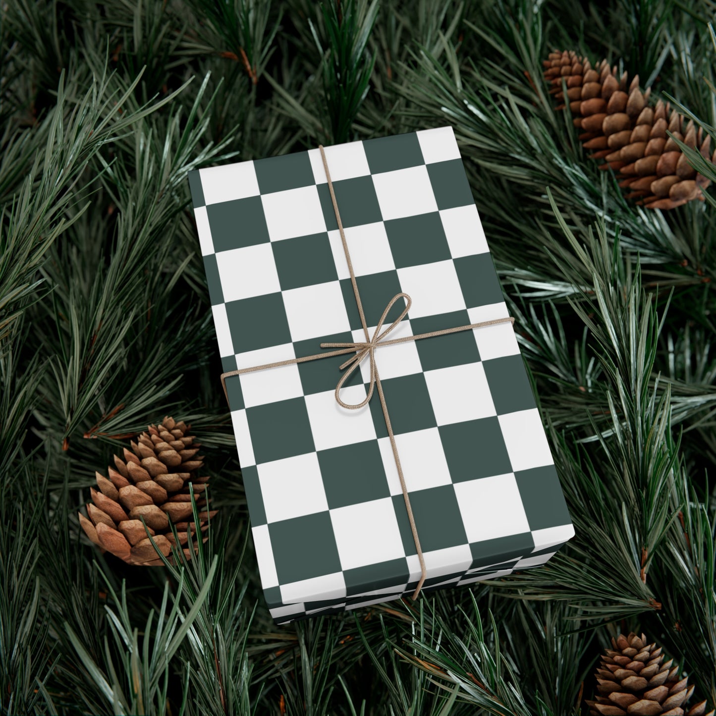 Deep Sea Green Checkered Gift Wrapping Paper - For Christmas, Holidays, Birthdays, and more!