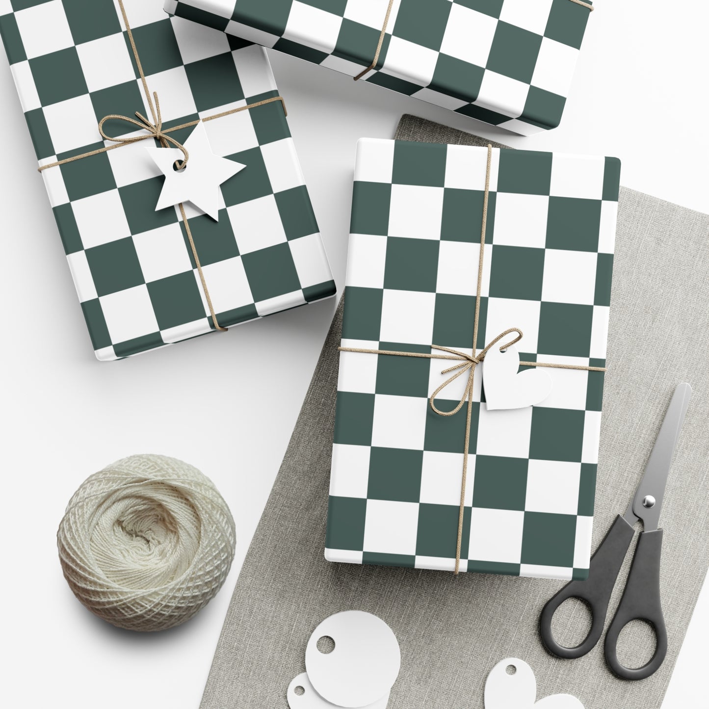 Deep Sea Green Checkered Gift Wrapping Paper - For Christmas, Holidays, Birthdays, and more!