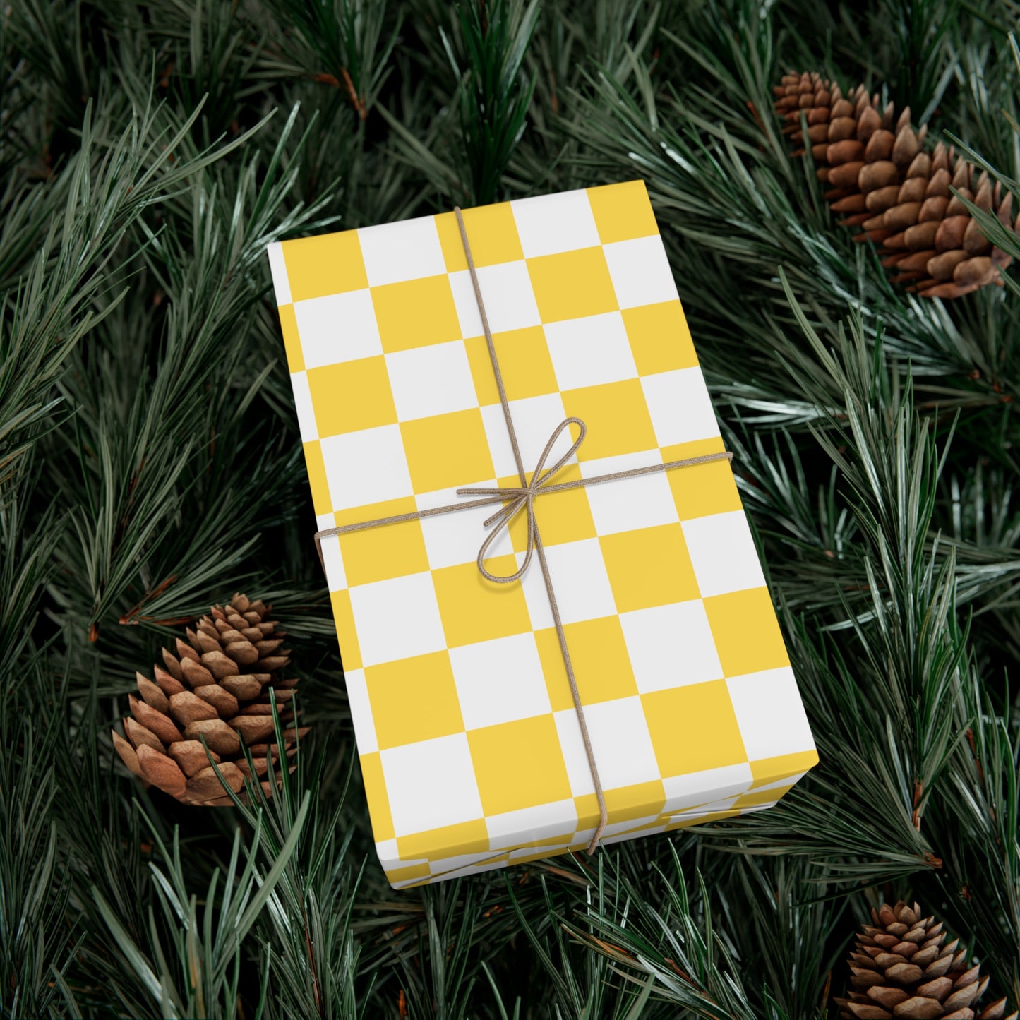 Yellow Checkered Retro Gift Wrapping Paper - For Christmans, Birthdays, Holidays, and More!