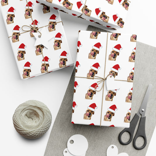 Customizable Gift Wrap Papers - Personalized Santa Hat Design, Add Your Own Image - Holiday Wrapping Sheets, Christmas Present Wrap, Festive