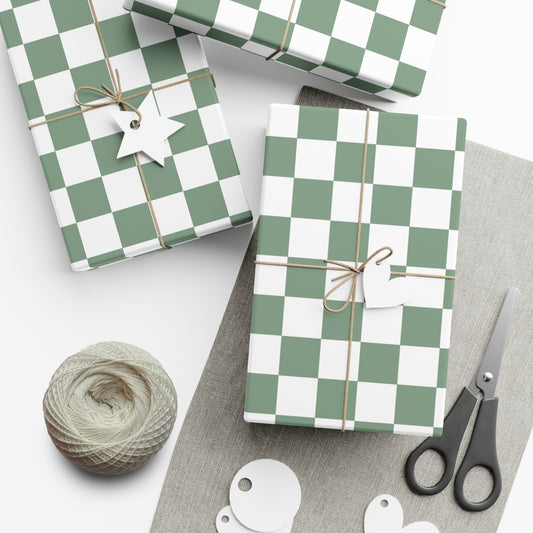 Sea Foam Green Checkered Gift Wrapping Paper - For Christmas, Holidays, Birthdays, and more!