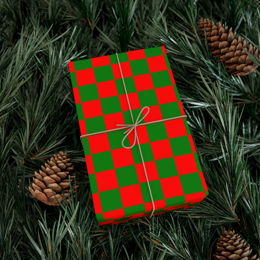 Christmas Checkered Red and Green Gift Wrapping Paper - Festive For the Holiday Season!