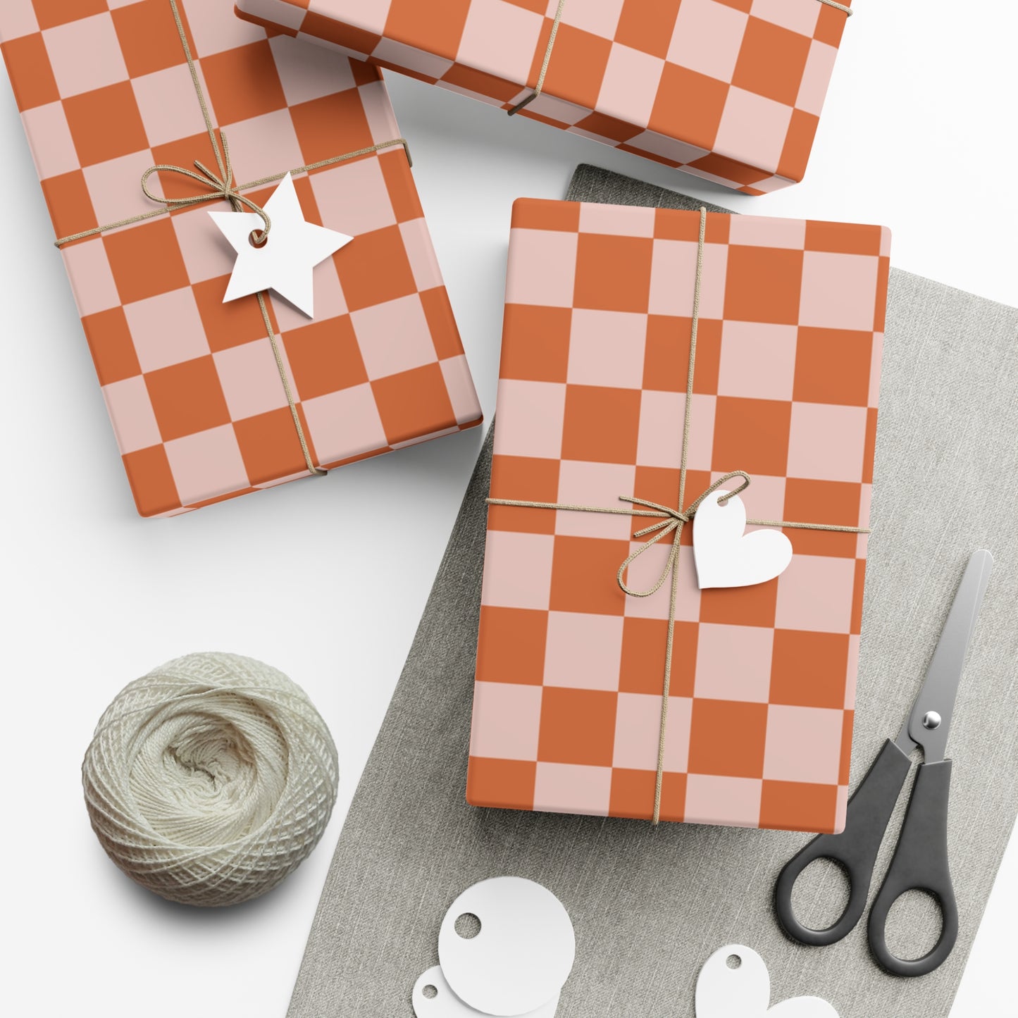 Orange Contrast Checkered Gift Wrapping Paper - For Christmas, Holidays, Birthdays, and more!