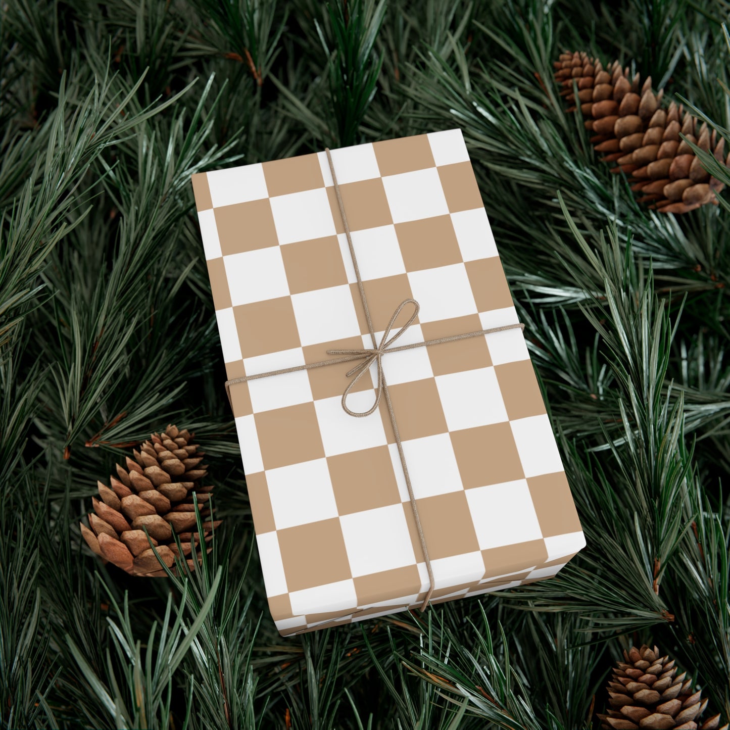 Beige Retro Checker Wrapping Paper - For Gifts, Christmas, Birthdays, Special Occasions