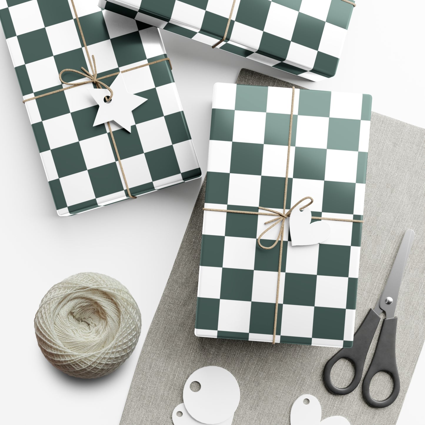 Deep Sea Green Checkered Gift Wrapping Paper - For Christmas, Holidays, Birthdays, and more!