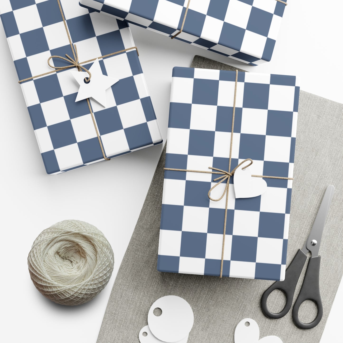 Lagoon Blue Checkered Retro Gift Wrapping Paper - For Christmas, Holidays, Birthdays, and more!