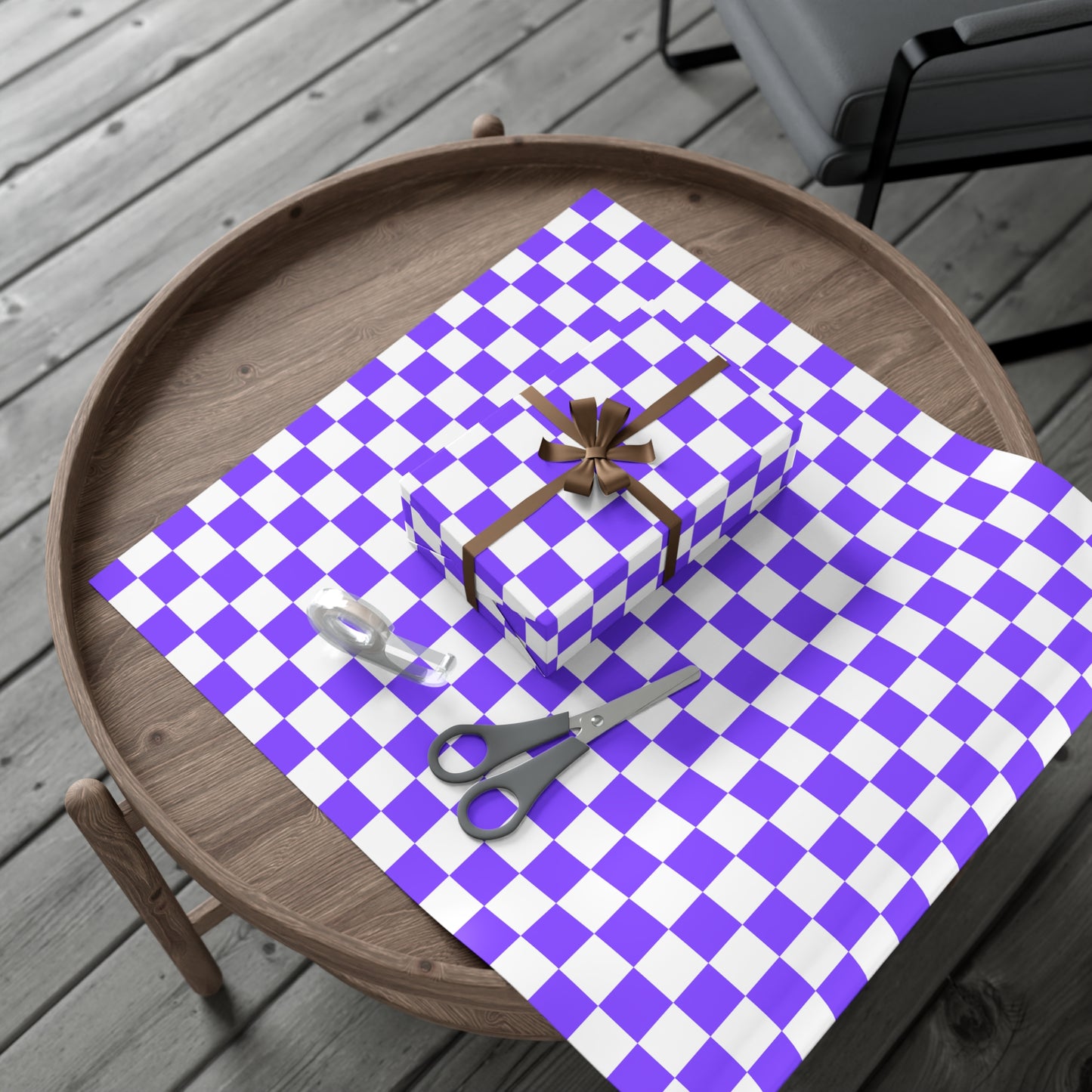 Purple Checkered Retro Gift Wrapping Paper - For Christmas, Holidays, Birthdays, and More!