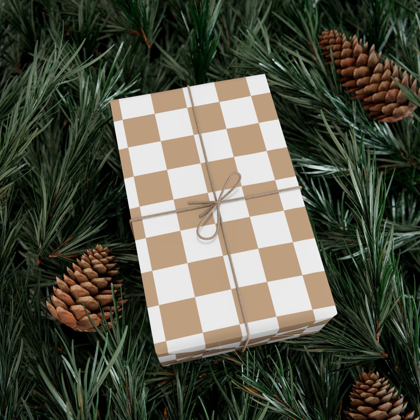 Beige Retro Checker Wrapping Paper - For Gifts, Christmas, Birthdays, Special Occasions