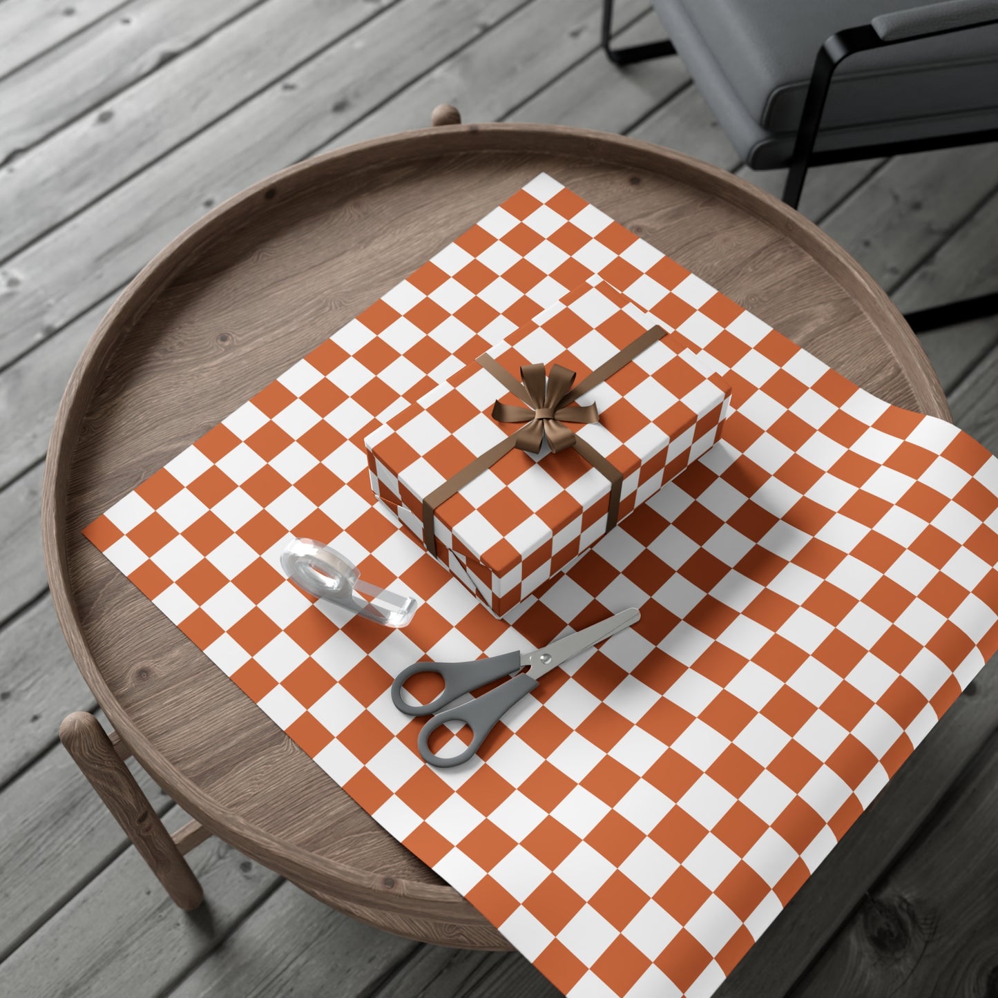 Burnt Orange Checkered Retro Gift Wrapping Paper - For Christmas, Holidays, Birthdays, and more!