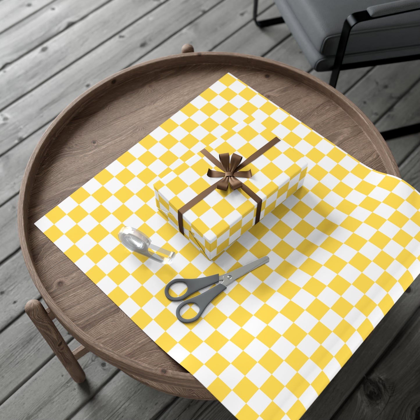 Yellow Checkered Retro Gift Wrapping Paper - For Christmans, Birthdays, Holidays, and More!