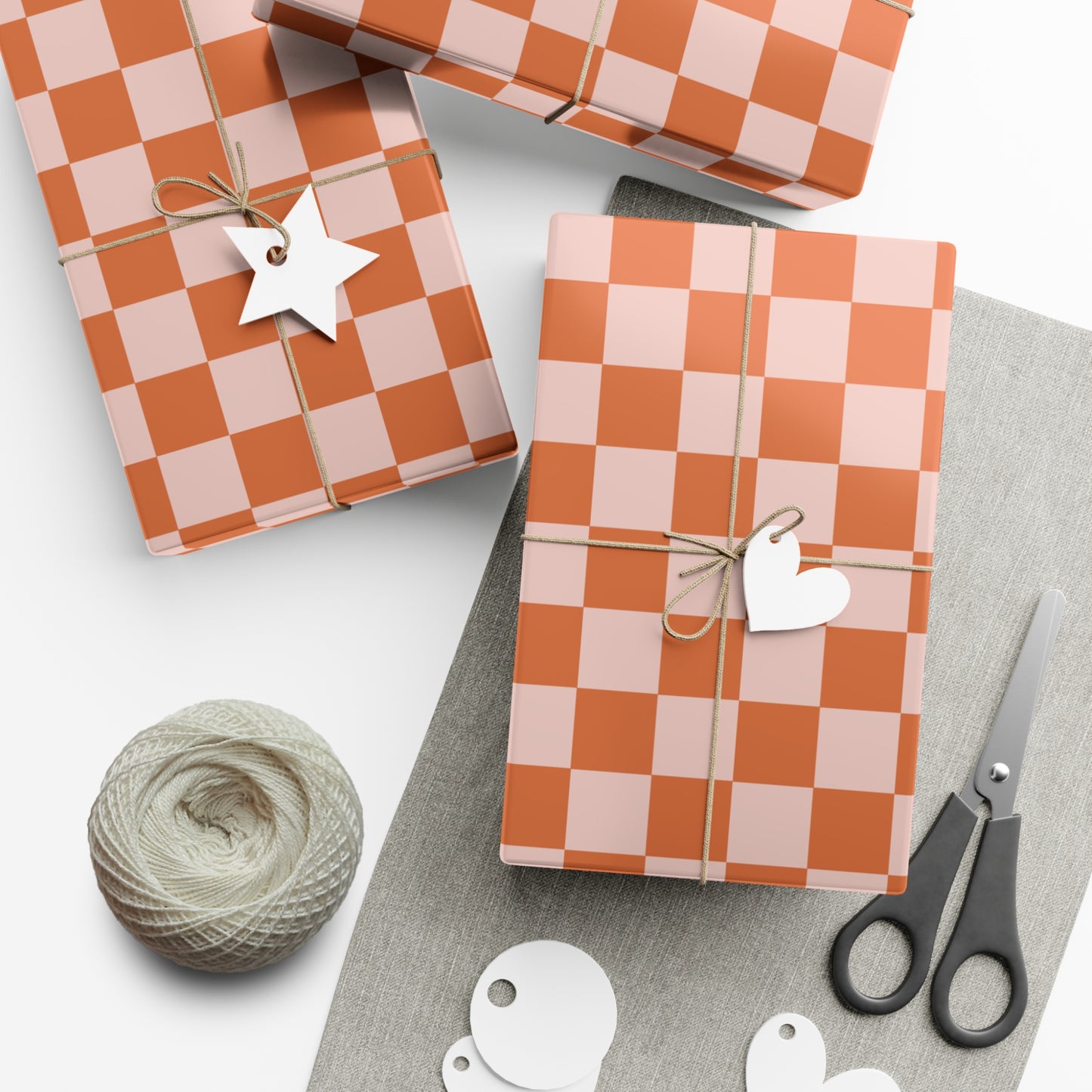 Orange Contrast Checkered Gift Wrapping Paper - For Christmas, Holidays, Birthdays, and more!