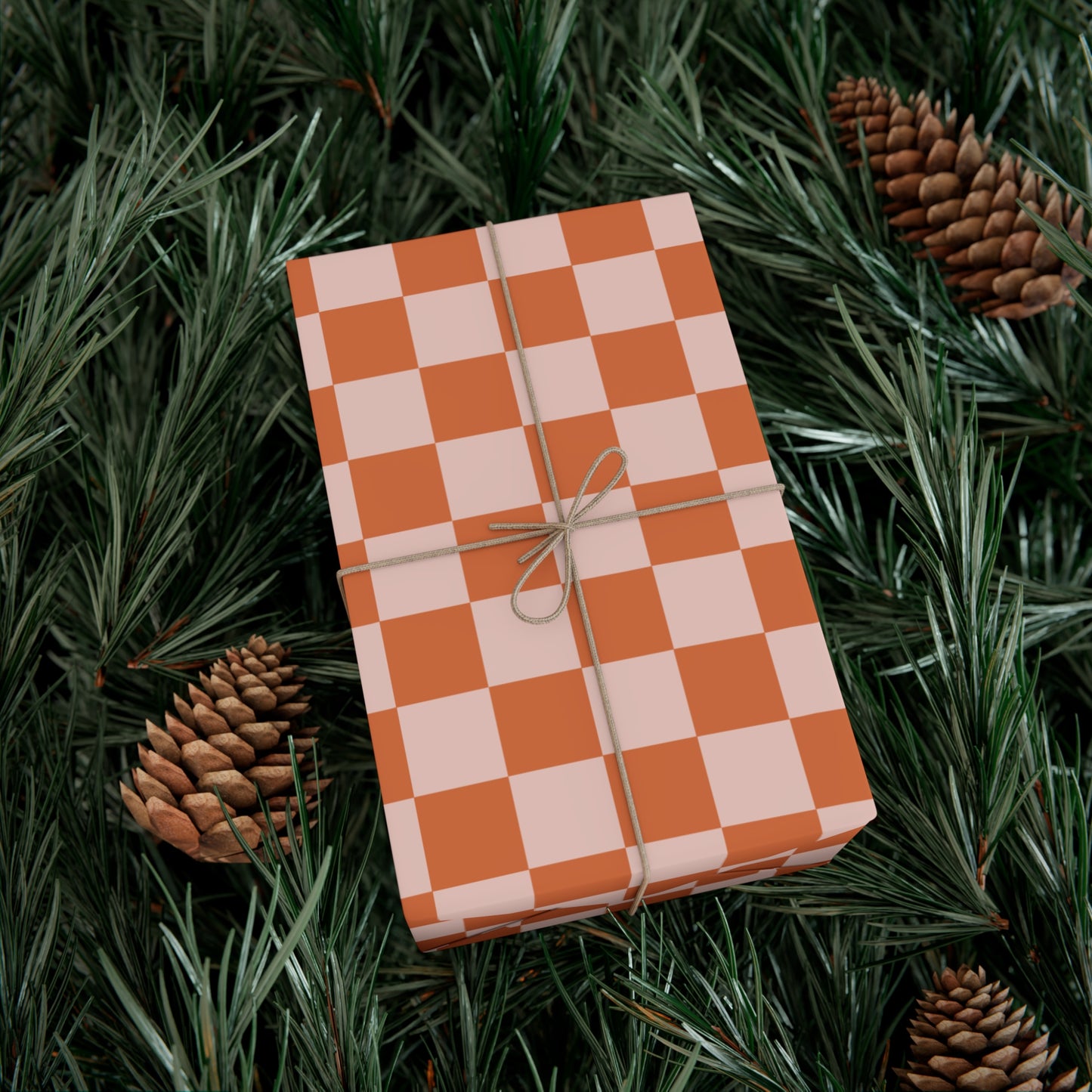 Orange Contrast Checkered Gift Wrapping Paper - For Christmas, Holidays, Birthdays, and more!