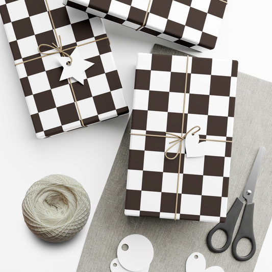 Black + White Retro Checkered Gift Wrapping Paper - For Christmas, Birthdays, Weddings & More!