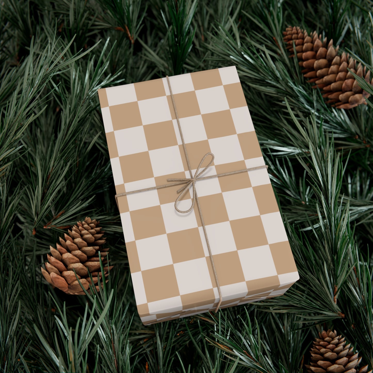 Hazelnut Contrast Checkered Retro Gift Wrapping Paper - For Christmas, Birthdays, Wedding, & More!