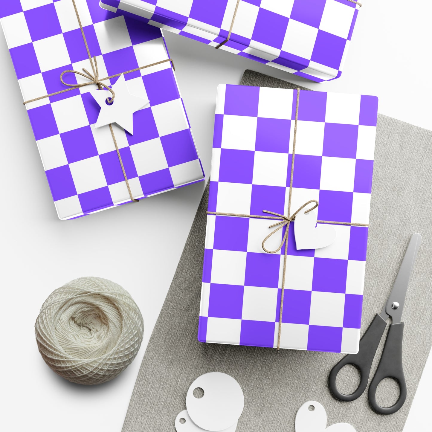 Purple Checkered Retro Gift Wrapping Paper - For Christmas, Holidays, Birthdays, and More!