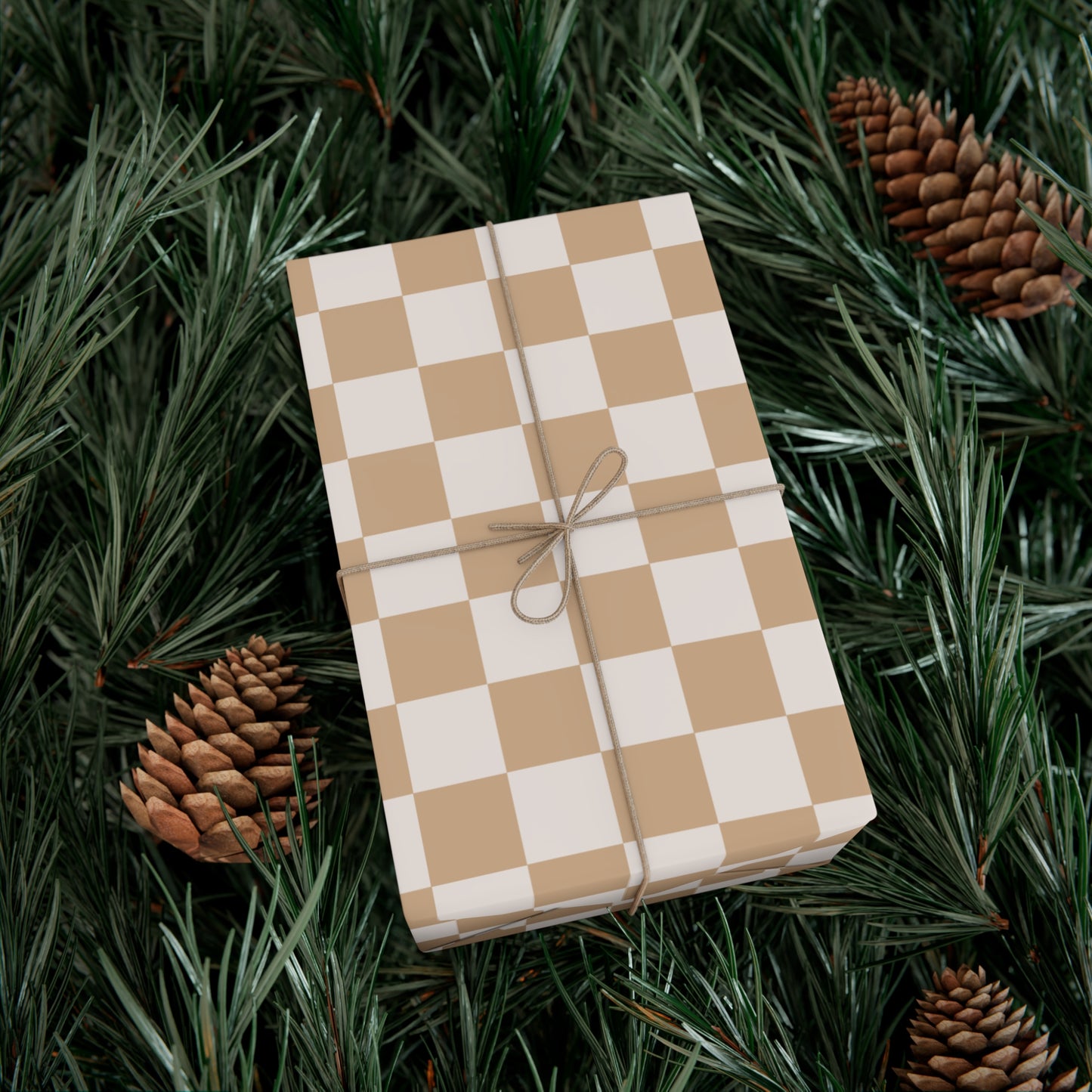 Hazelnut Contrast Checkered Retro Gift Wrapping Paper - For Christmas, Birthdays, Wedding, & More!