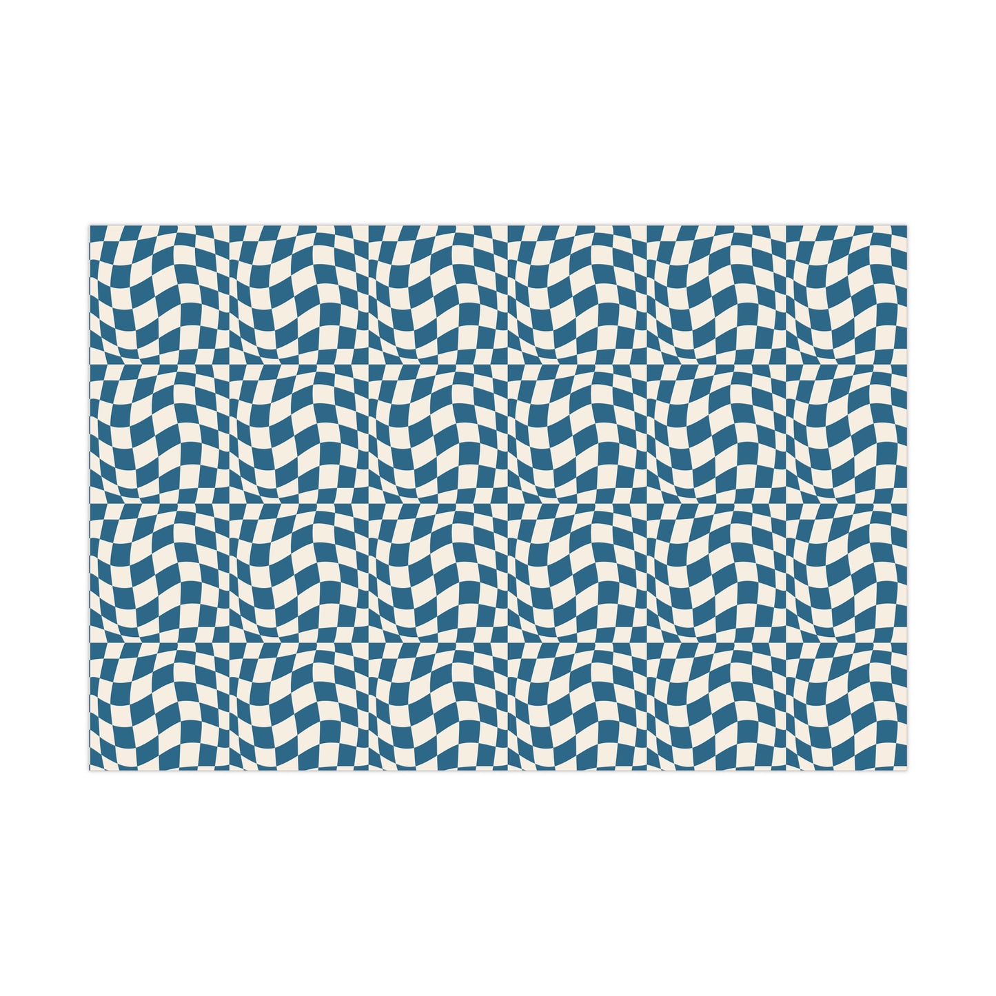 Blue Wave Checkered Groovy Gift Wrapping Paper - For Holidays, Christmas, Birthdays, Weddings, and More!