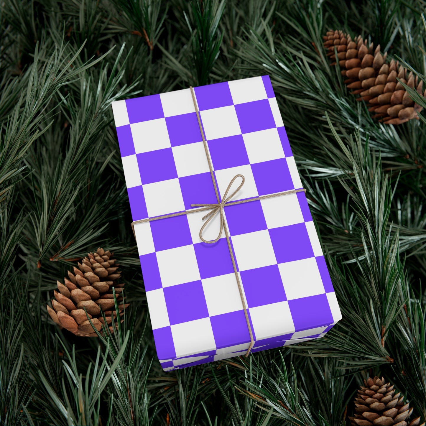 Purple Checkered Retro Gift Wrapping Paper - For Christmas, Holidays, Birthdays, and More!